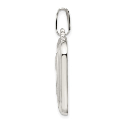 Sterling Silver Satin & Polished Mary Hail Mary Prayer Pendant
