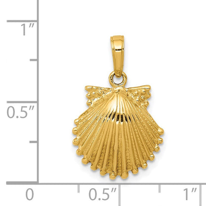 14k Yellow Gold Scallop Shell Pendant for Women