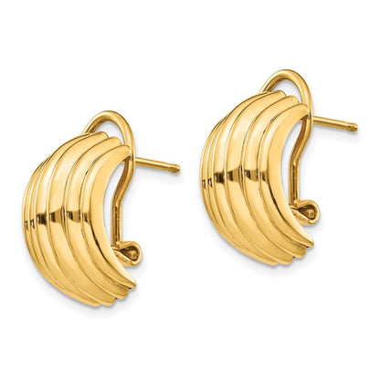 14k Yellow Gold Polished Fancy Omega Back Stud Earrings