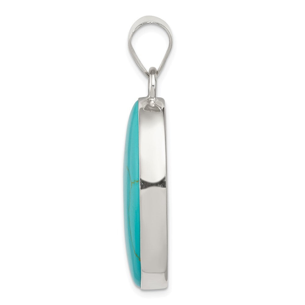 Sterling Silver Turquoise Polished Oval Pendant