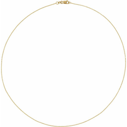 14k Yellow Gold 1 mm Diamond-Cut Bead 18" Chain Necklace Fine Gift for Women