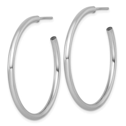 14k White Gold Polished 2.5 x 40mm Tube C-Hoop Earrings
