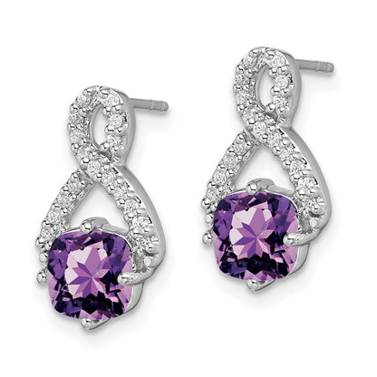 14k White Gold Amethyst and Diamond Drop & Dangle Earrings