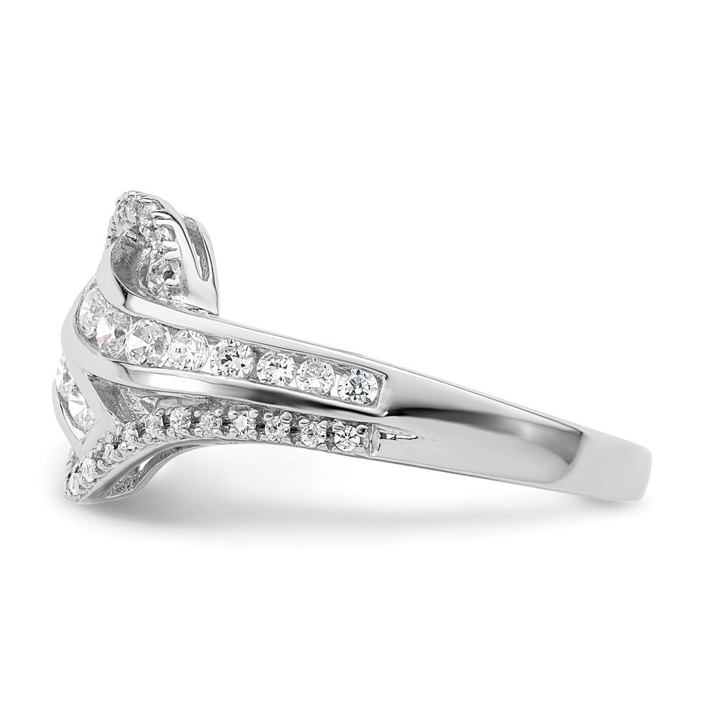 Sterling Silver Rhodium-plated Twist CZ Ring Size 7