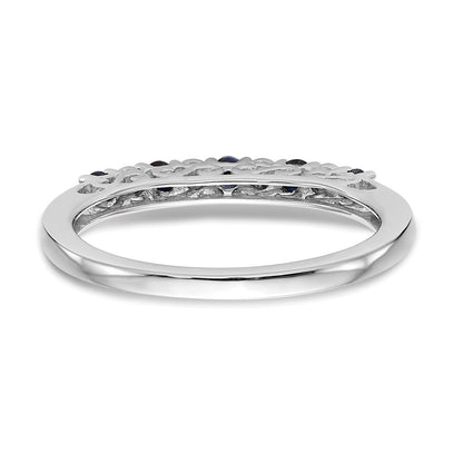 14k White Gold .01 carat Diamond and Blue Sapphire Complete Band Size 7