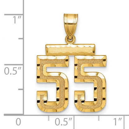 14k Yellow Gold Medium Diamond-cut Number 55 Charm