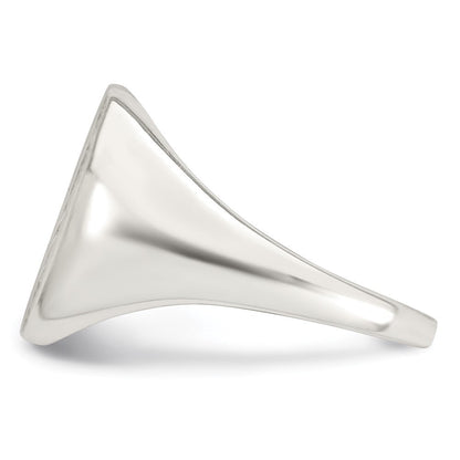 Sterling Silver Polished Brushed and Grooved Men's Signet Ring Size 10