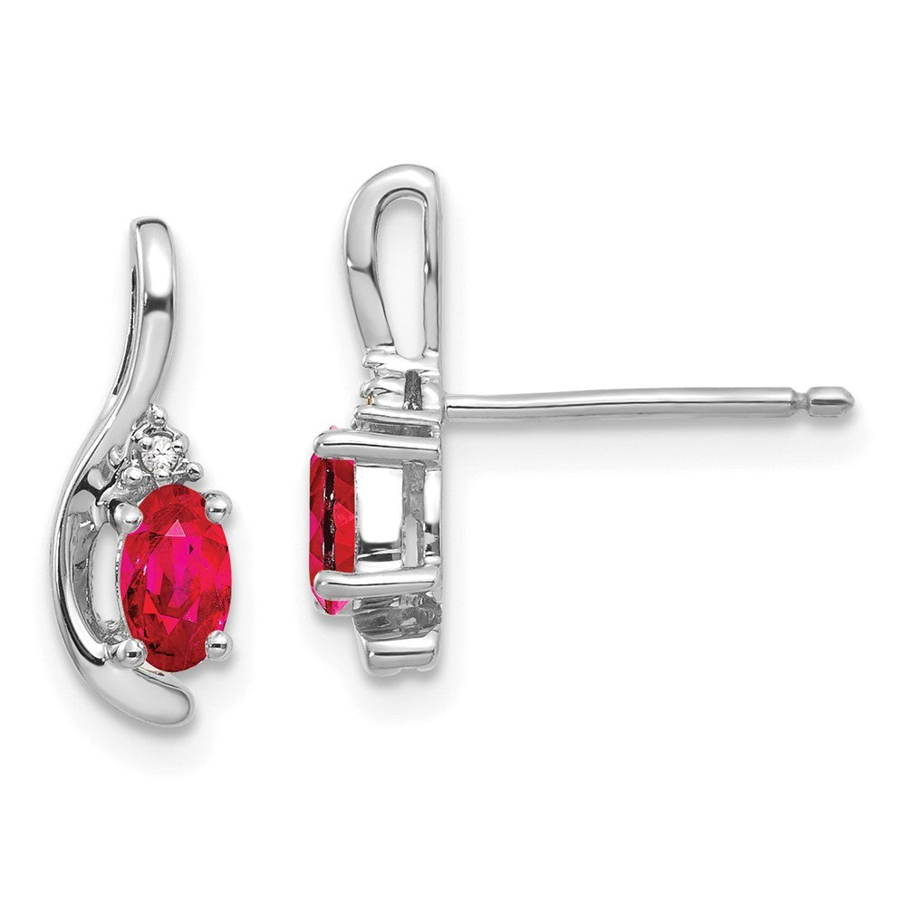 14k White Gold Ruby and Diamond Earrings