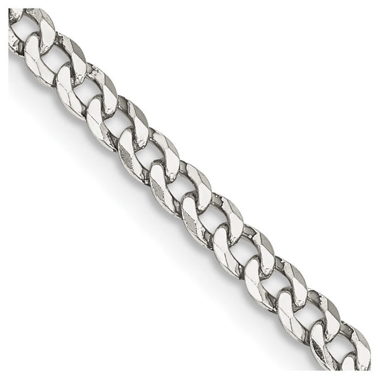 Sterling Silver 3.2mm Beveled Curb Chain Necklace