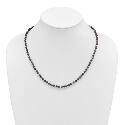 Sterling Silver Rhodium-plated 4-5mm Black Cultured Pearl Necklace 18"