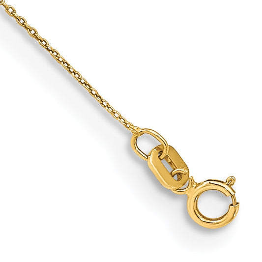 14k Yellow Gold 9 inch .75mm Cable with Spring Ring Clasp Anklet