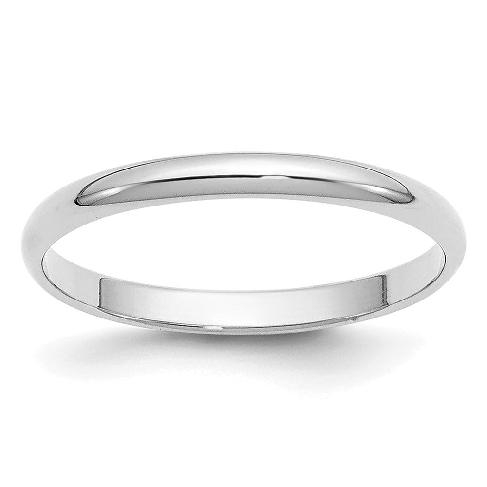 14k White Gold 2mm Half-Round Wedding Band Size 11