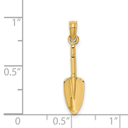 14k Yellow Gold 3-D Trowel Garden Tool Charm Pendant for Women