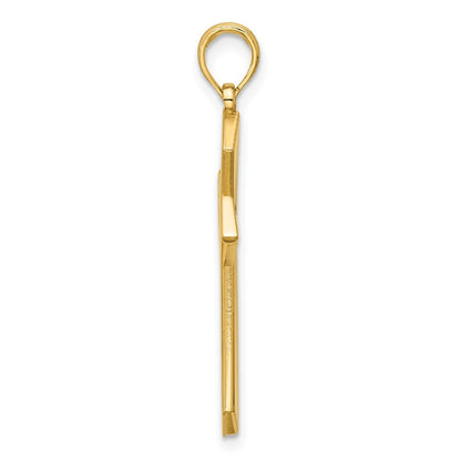 14k Yellow Gold Polished Pointed Christian Cross Pendant