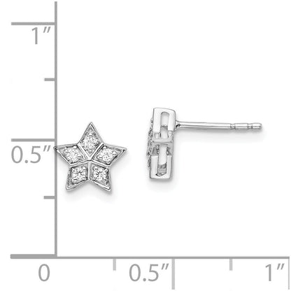 14k White Gold Diamond Star Stud Earrings
