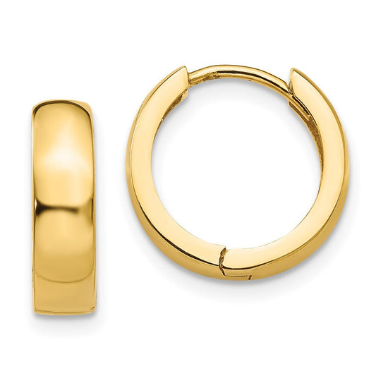 14k Yellow Gold Round Hinged Hoop Earrings Gift for Women