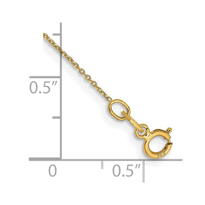 14k Yellow Gold 10" .6mm Diamond-cut Round Open Link Cable Anklet