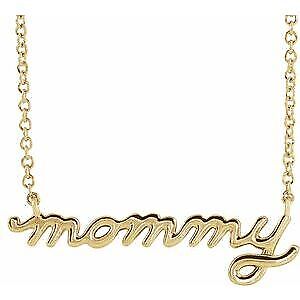 14k Yellow Gold Petite Mommy Script 18" Necklace