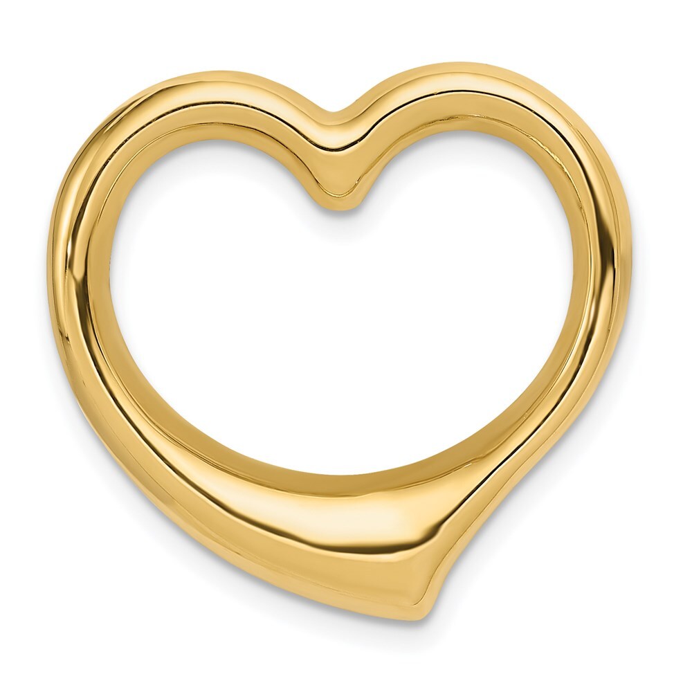 14k Yellow Gold Polished Heart Chain Slide Pendant for Women