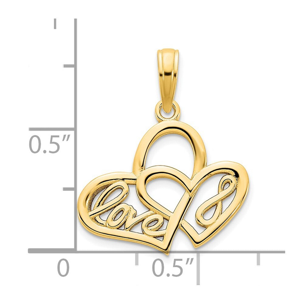 14k Yellow Gold Heart LOVE Infinity Symbol Charm Pendant for Women
