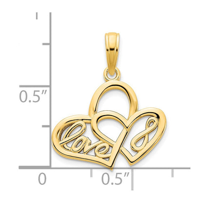 14k Yellow Gold Heart LOVE Infinity Symbol Charm Pendant for Women