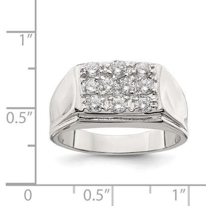 Sterling Silver Rhodium-plated Men's Cubic Zirconia Ring Size 10