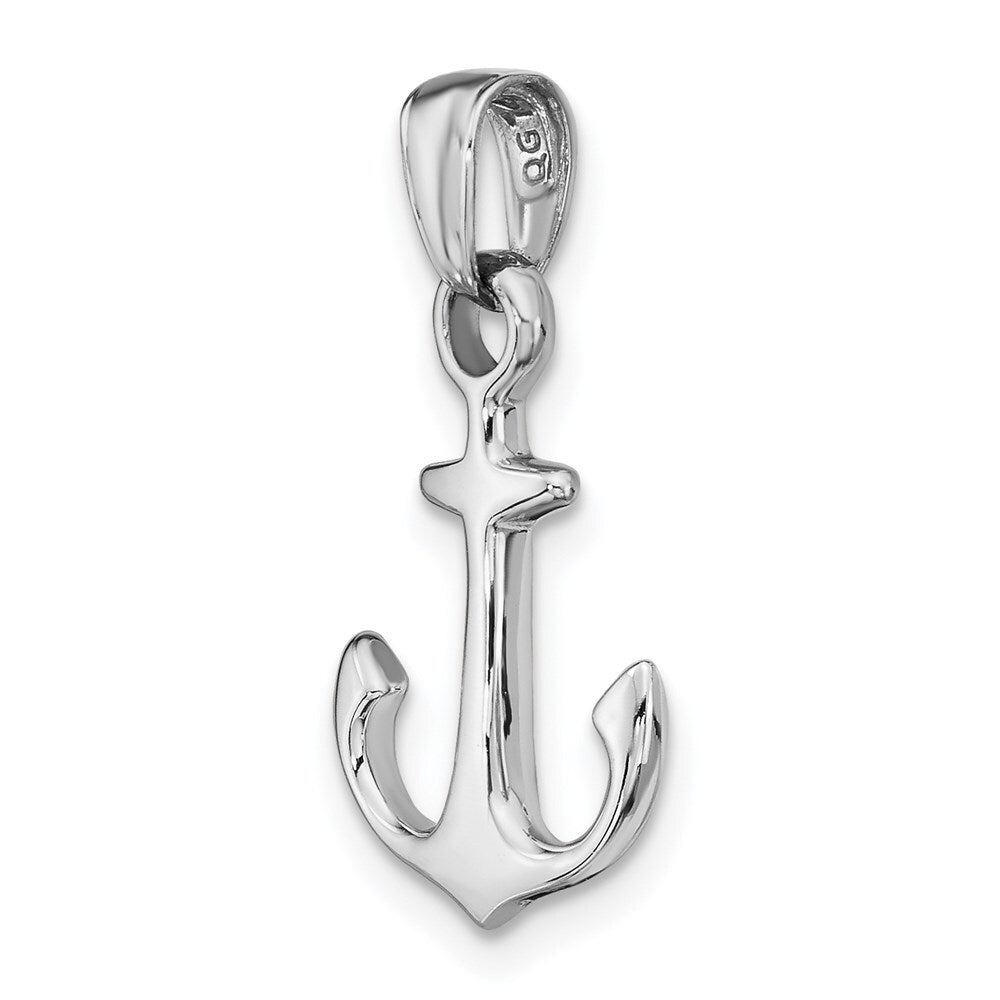 14k White Gold Anchor Pendant for Women