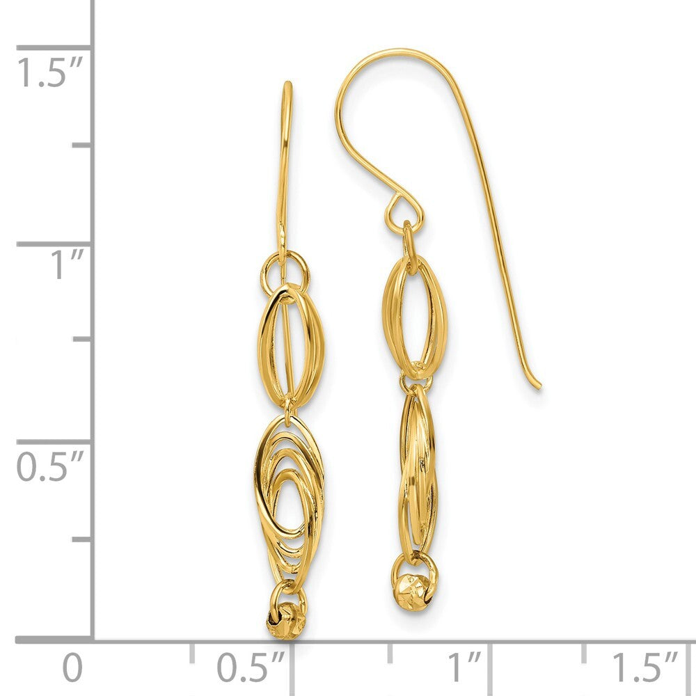 14k Yellow Gold Oval Link Dangle Earrings