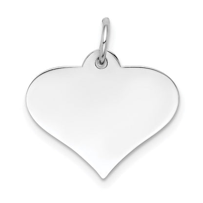 14k White Gold Plain .013 Gauge Engraveable Heart Disc Charm Pendant for Women