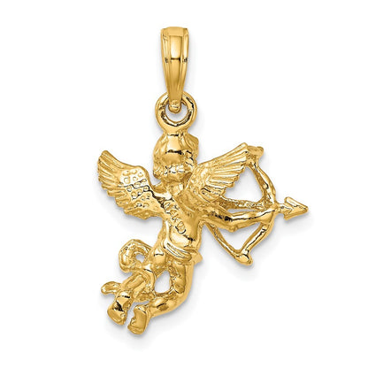 14k Yellow Gold Cupid Bow and Arrow Charm Pendant for Women