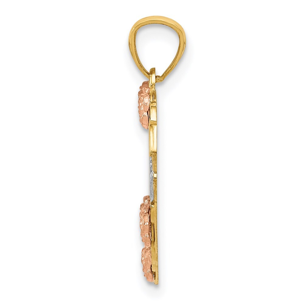 14k Two-tone Gold White Rhodium SISTER Heart Pendant for Women