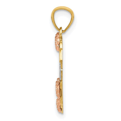 14k Two-tone Gold White Rhodium SISTER Heart Pendant for Women