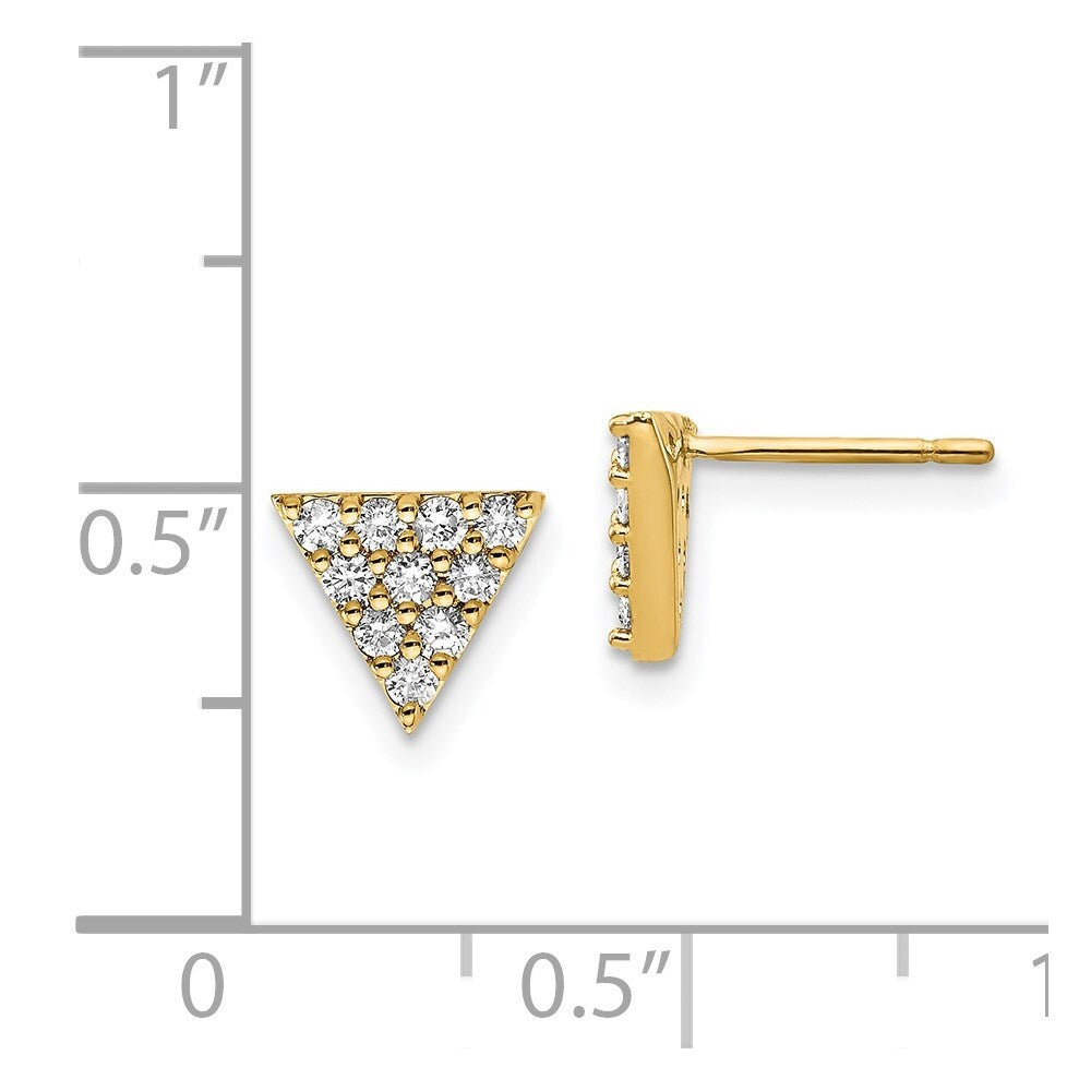 14k Yellow Gold Diamond Triangle Stud Earrings