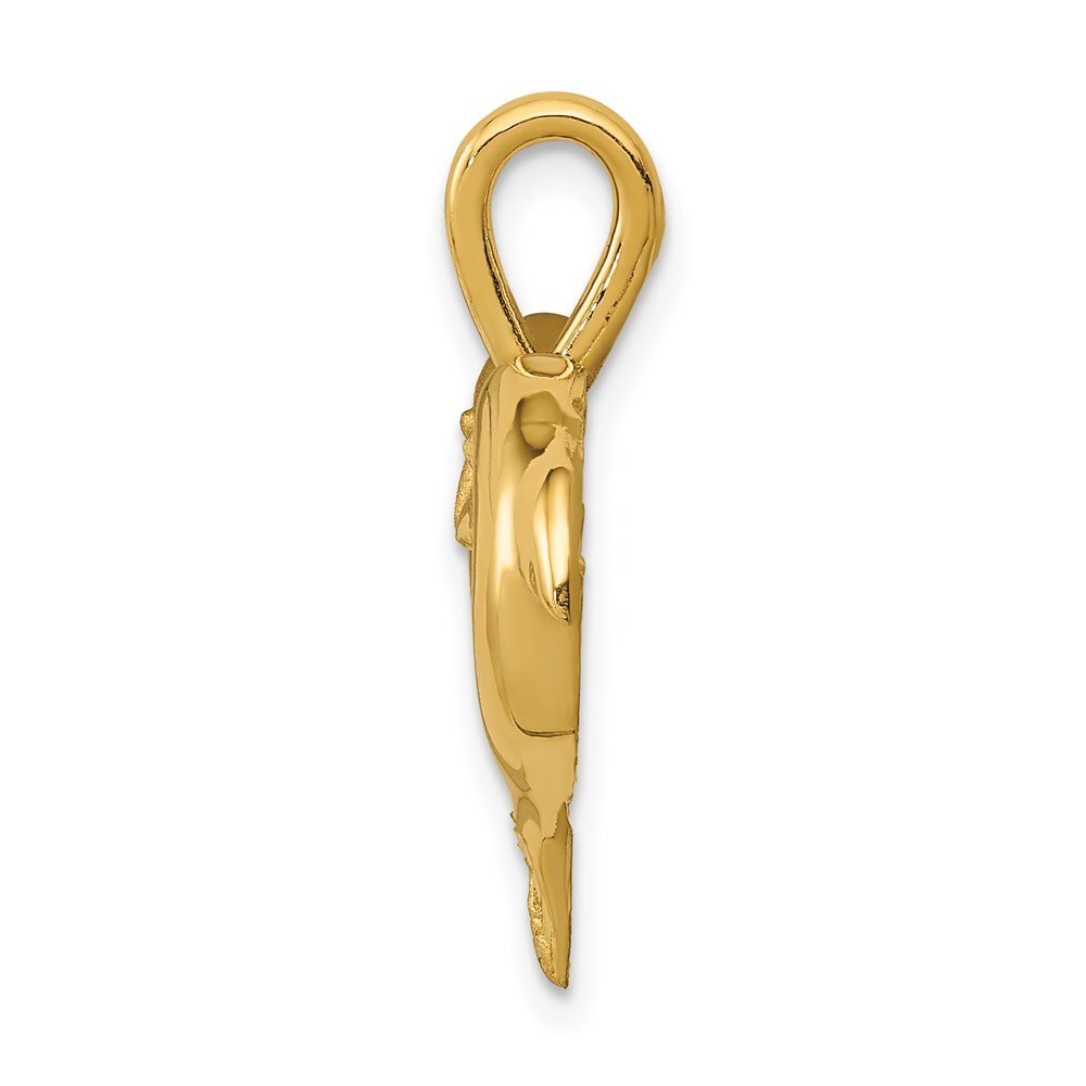 14k Yellow Gold Dolphin Heart Pendant for Women