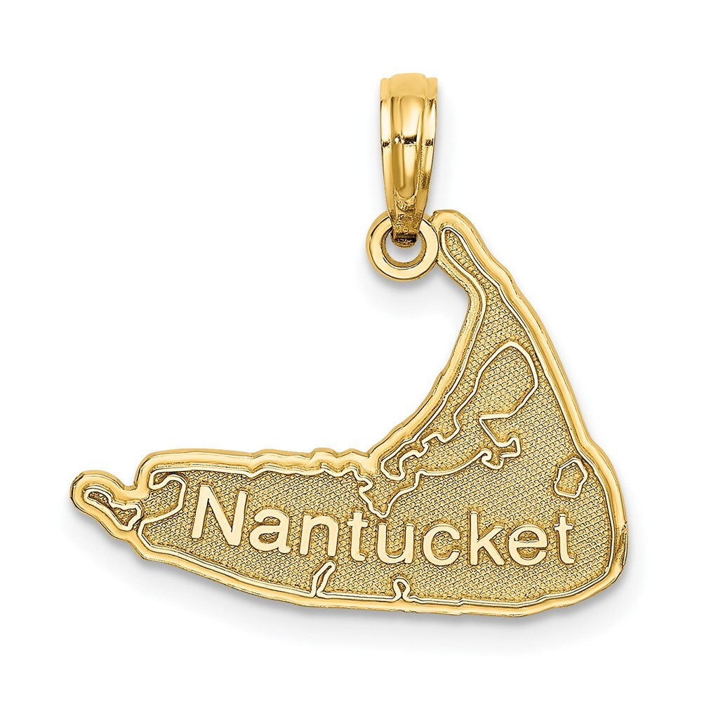 14k Yellow Gold NANTUCKET Map Charm Pendant for Women