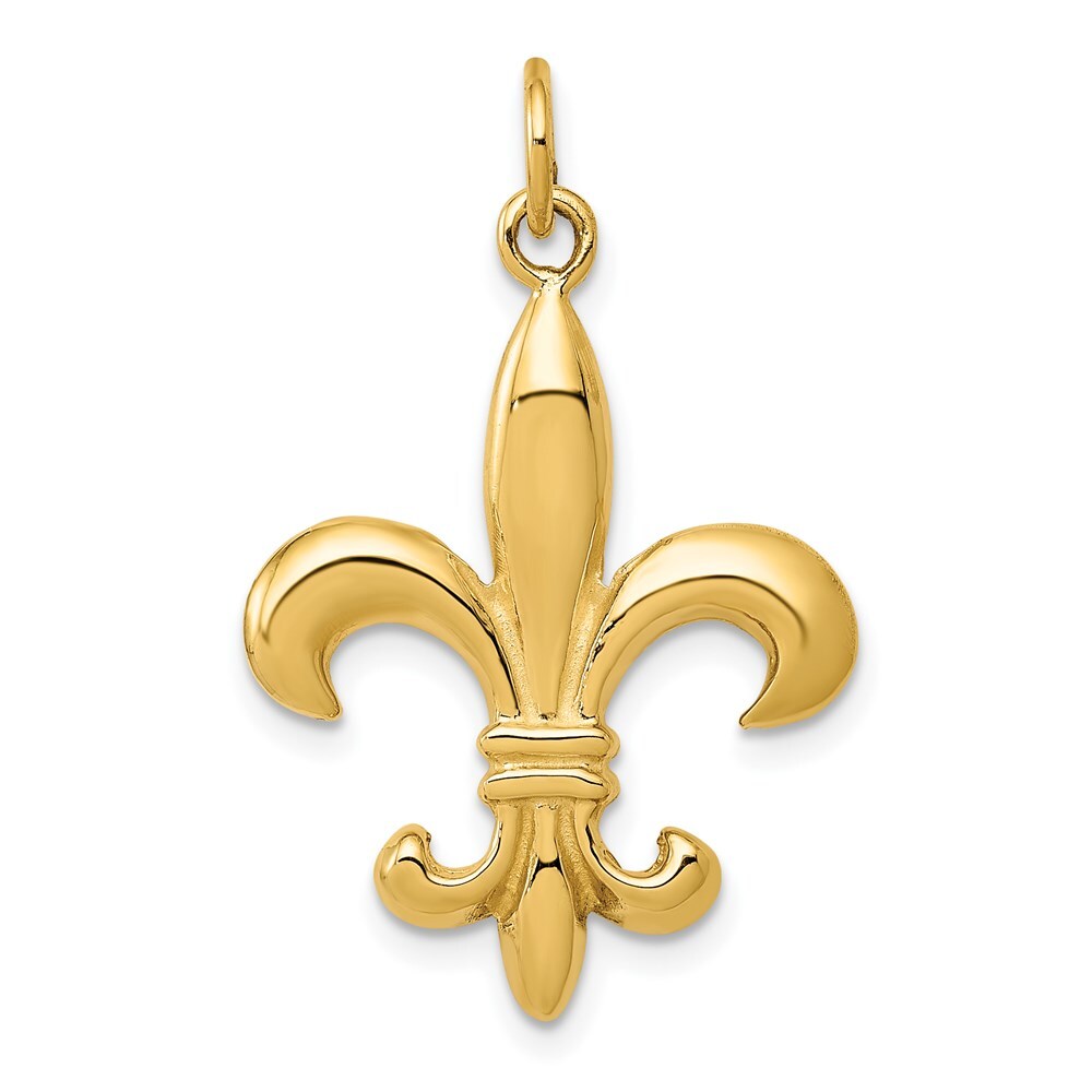 14k Yellow Gold Solid Fleur de Lis 3-D Charm