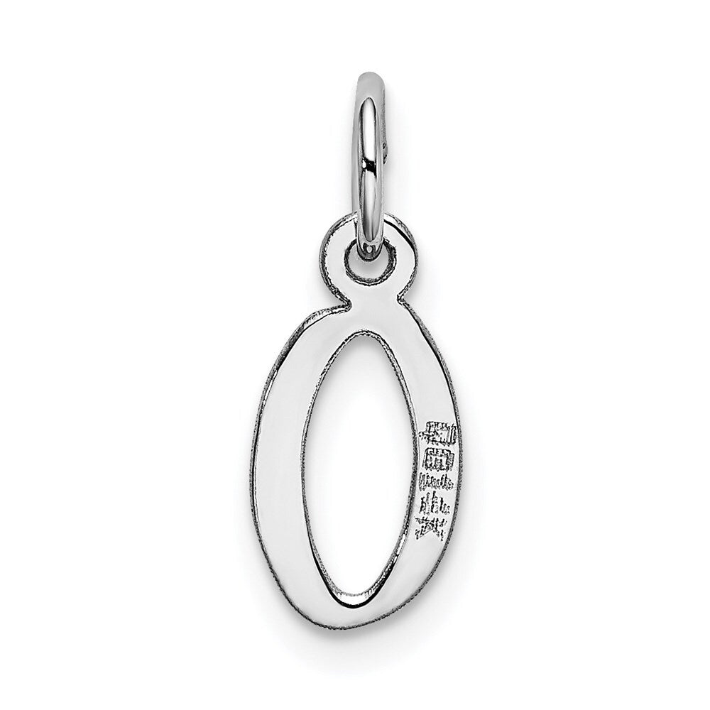 14k White Gold Small Slanted Block Letter O Initial Charm Pendant for Women