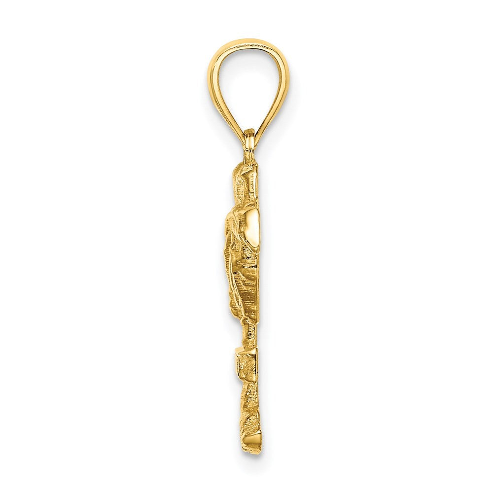 14k Yellow Gold 2-D CURACAO On Palm Tree Charm Pendant