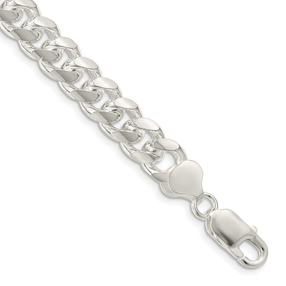 Sterling Silver 8.5mm Domed w/ Side Diamond-Cut Curb Chain Bracelet