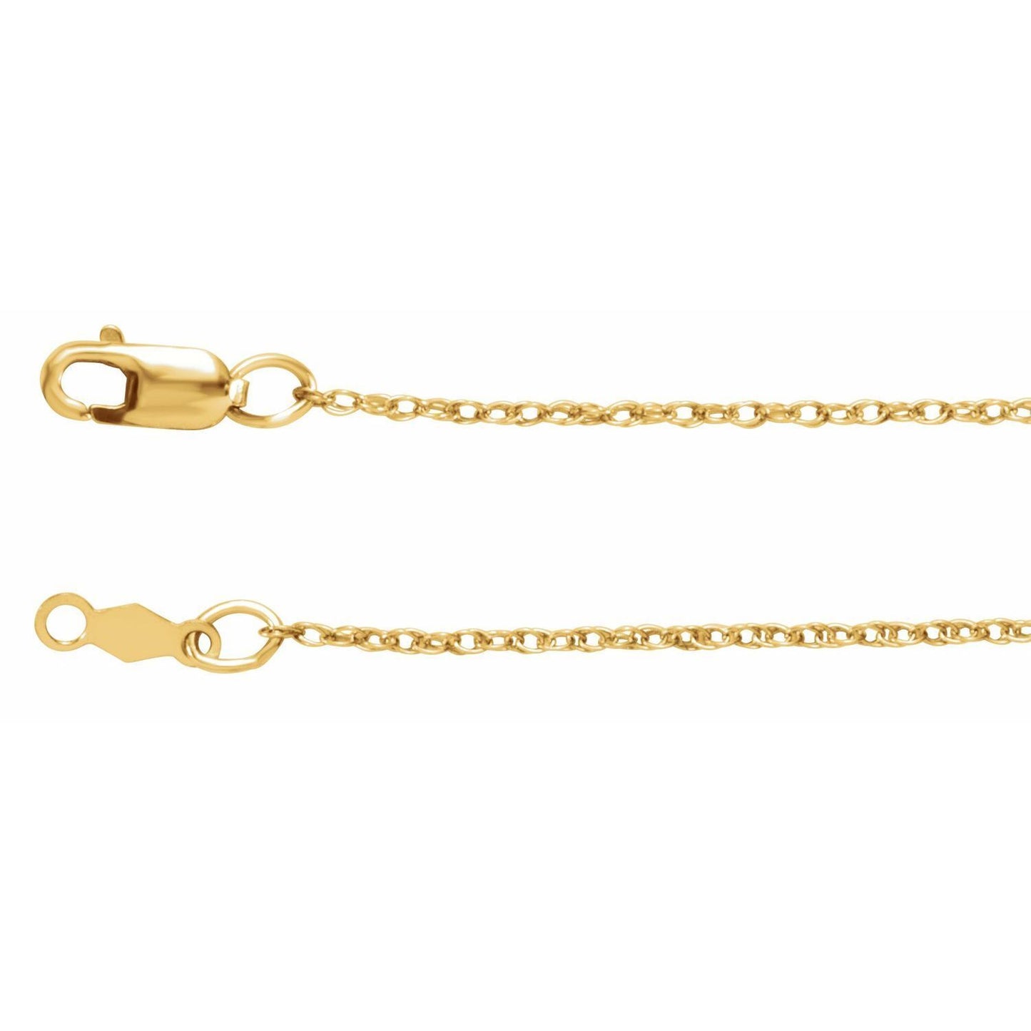 14k Yellow Gold 1 mm Rope Chain Necklace 18" Fine Gift for Women