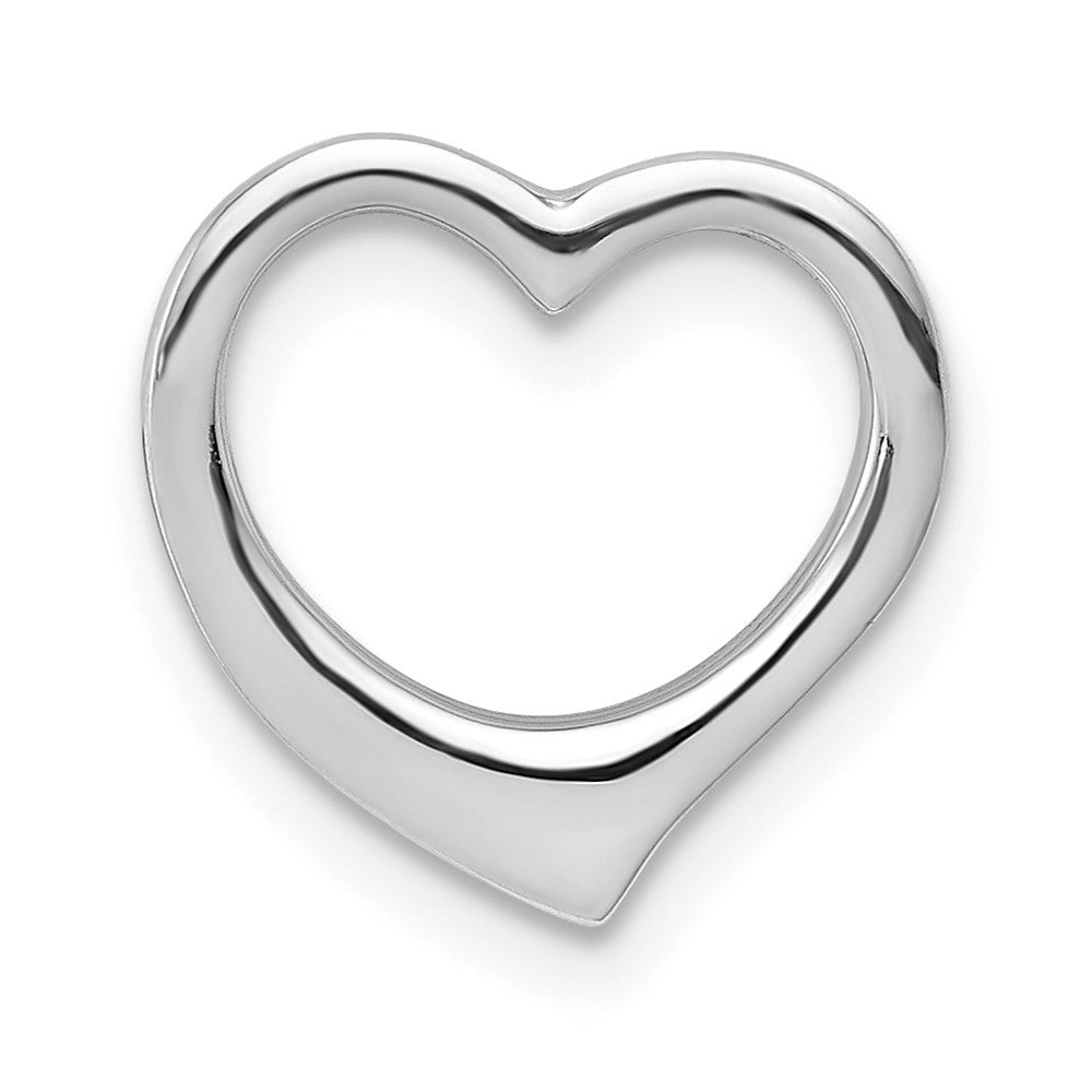 14K White Gold Polished Floating Heart Chain Slide