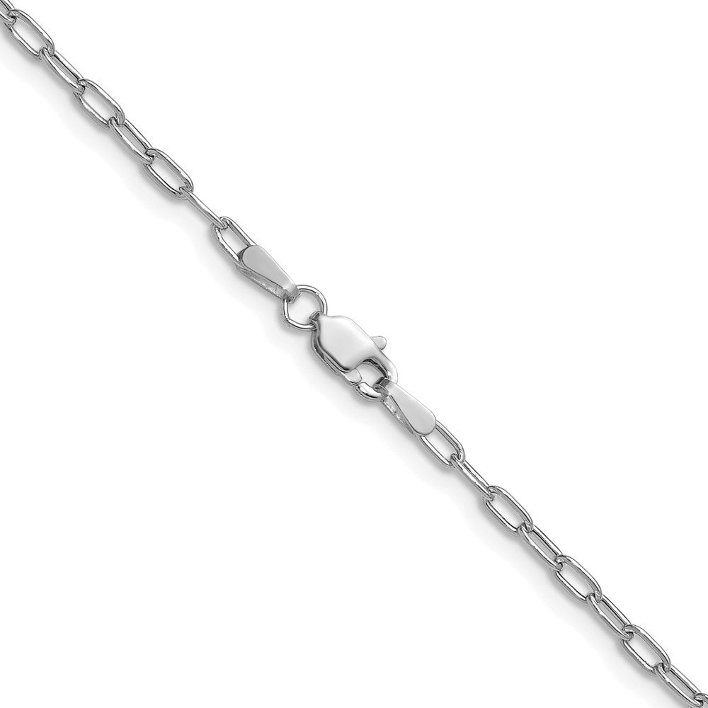 14k White Gold 2.2mm Semi-Solid Beveled Paperclip Chain Necklace