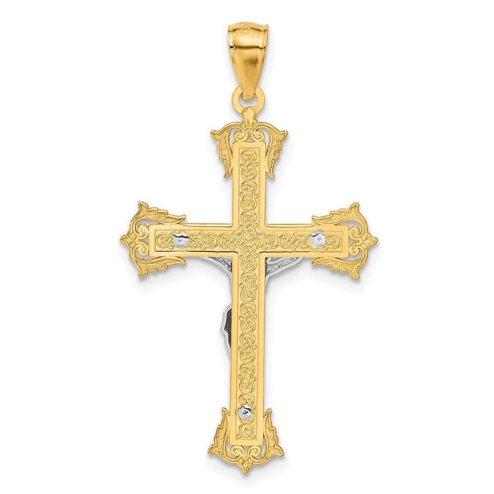 14k Two-tone Gold Crucifix Pendant for Women