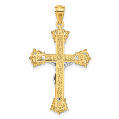 14k Two-tone Gold Crucifix Pendant for Women