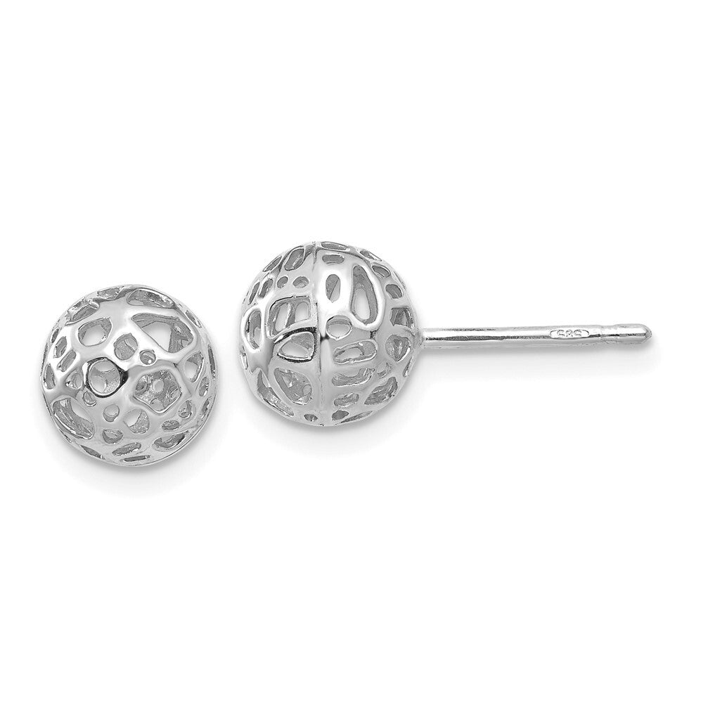 14K White Gold Medium Fancy Ball Stud Earrings