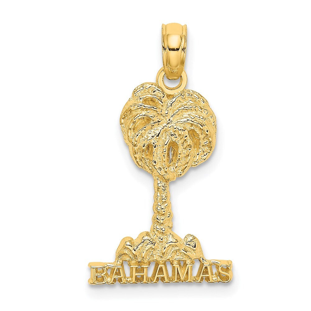 14k Yellow Gold BAHAMAS Palm Tree Charm Pendant for Women