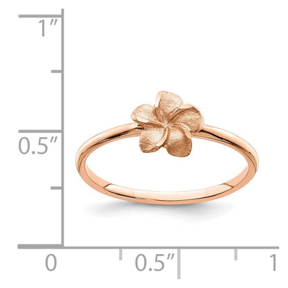 14k Rose Brushed & Polished Diamond-Cut Plumeria Ring