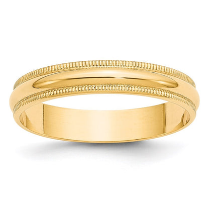14k Yellow Gold 4mm Lightweight Milgrain Half Round Wedding Band Ring Size 11