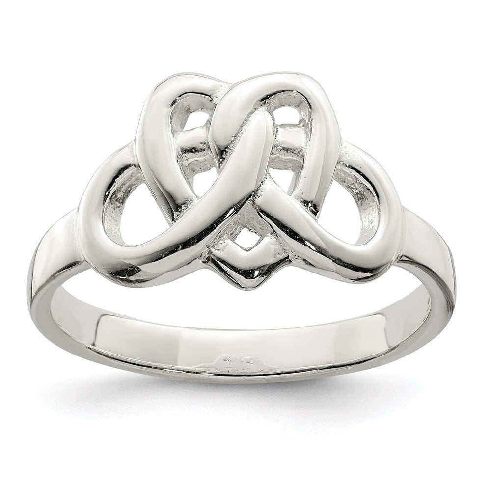 Sterling Silver Fancy Celtic Heart Pattern Woven Ring Size 7