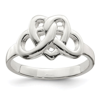 Sterling Silver Fancy Celtic Heart Pattern Woven Ring Size 7